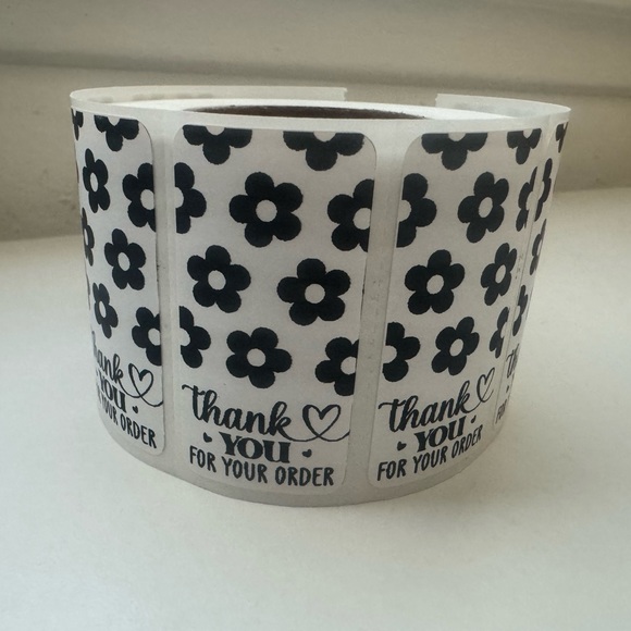 100 Floral Soft Edge Rectangle Thank You Stickers | thank you for your order - Picture 11 of 15